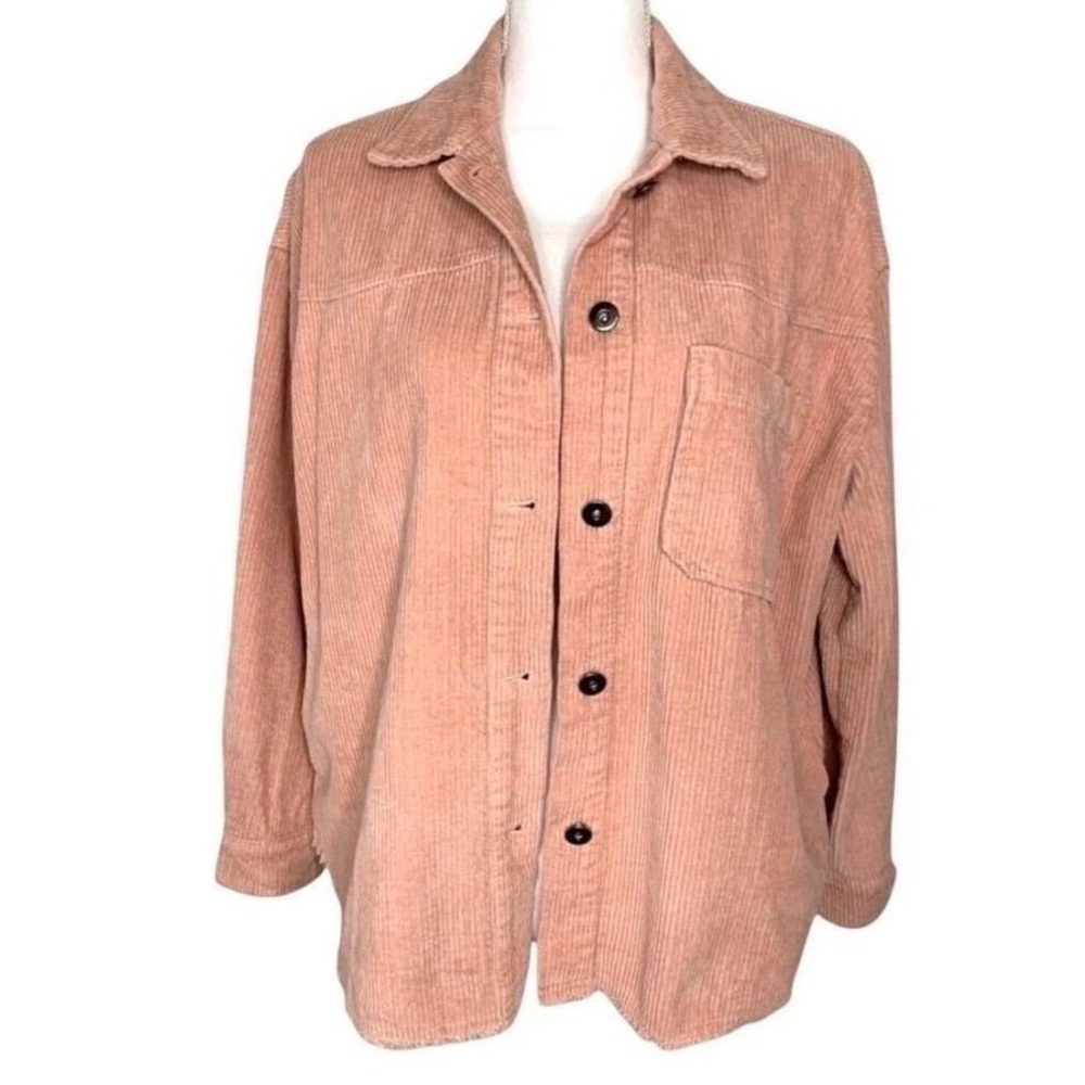 Miss Sparkling Shacket Corduroy Women Size Medium to Large Pink Cotton Blend